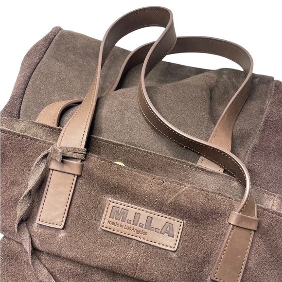 M.I.L.A. | Chocolate Brown Genuine Suede Leather Bohemian Slouchy Tote - Picture 2 of 9